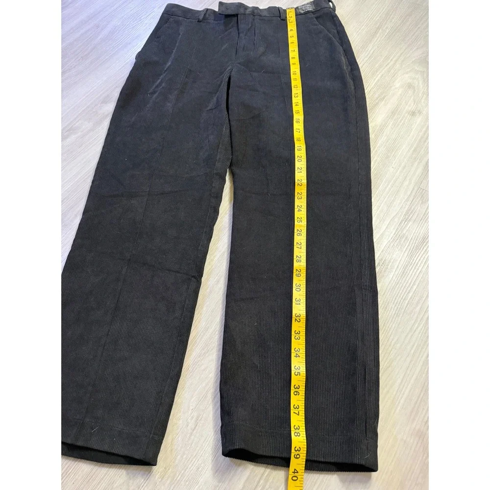 Henry Grethel Mens Black Corduroy Pants Straight Leg 36x29 Flat Front HG Design